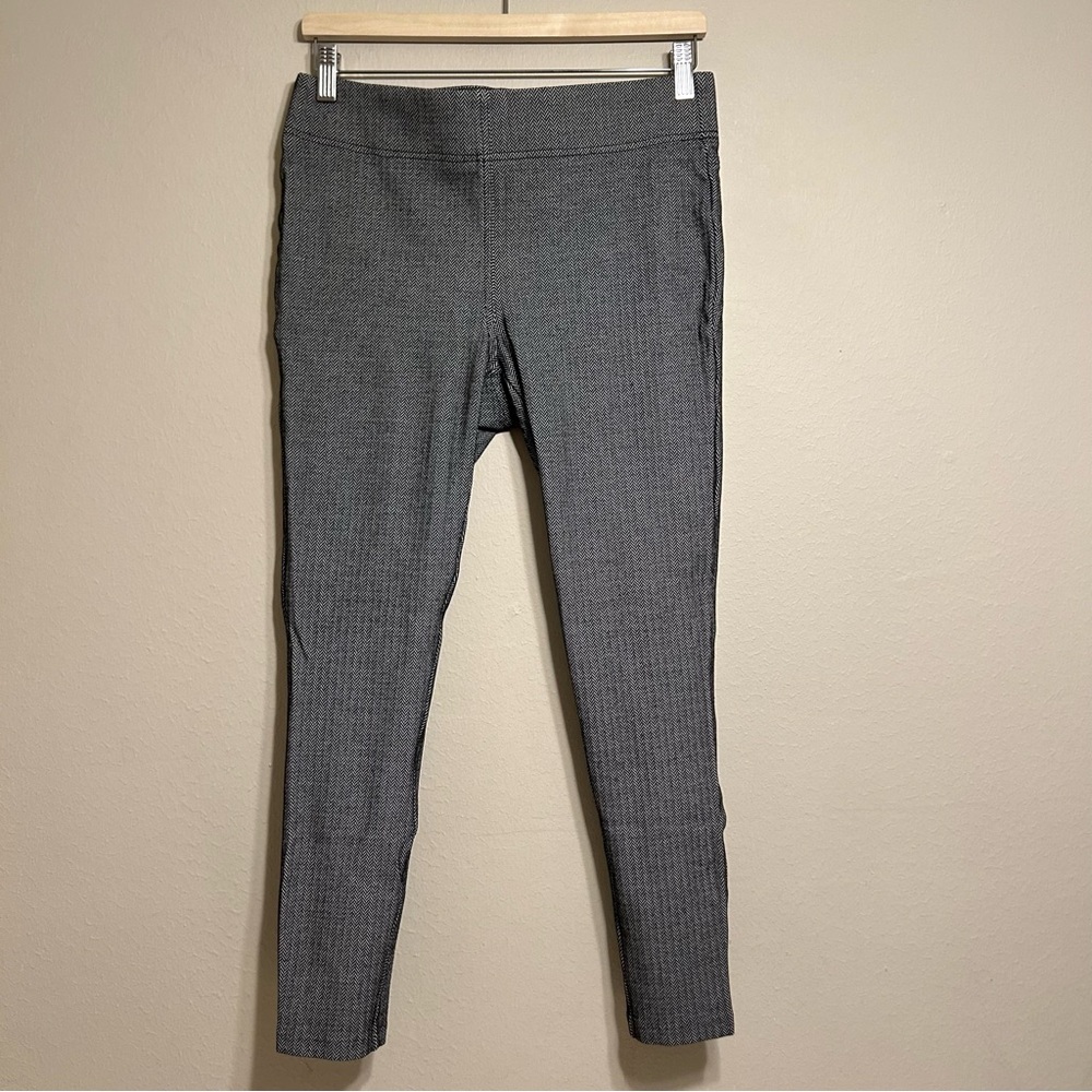 LOFT Work Pants Grey Herringbone Pattern Pull On‎ Trouser Stretchy Ankle size m